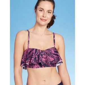 Kona Sol Womens Long Line Flounce Bikini Top Small 4-6